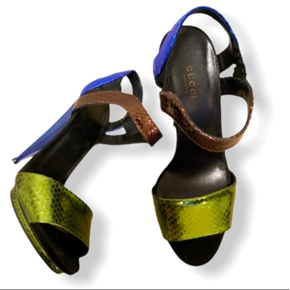 Gucci Colorblock Metallic Python Leather Heels - image 1